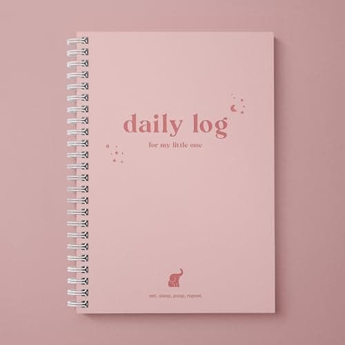 Bubbarino: Baby Daily Log Book, Track and Monitor Newborn Nursing, Sleep, Diaper and Milestones. Gift for New Parents, Grandparents, Babyshower, Nanny or Daycare - Hardcover Spiral Leather A5 (Pink)