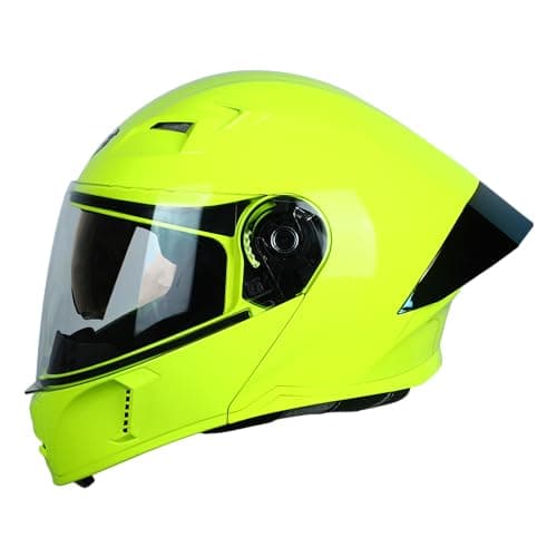 Steelbird SBA-20 7Wings ISI Certified Flip-Up Helmet with Black Spoiler for Men and Women with Inner Smoke Sun Shield (X-Large 620 MM, Glossy Fluo Neon)