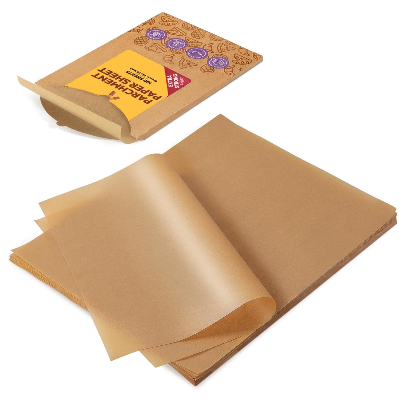Katbite 16x24 Inch Parchment Paper Sheets 100Pcs NonStick Precut Baking Parchment Unbleached Parchment Paper for Baking Cooking Grilling Frying and Steaming Full Sheet Baking Pan Liners