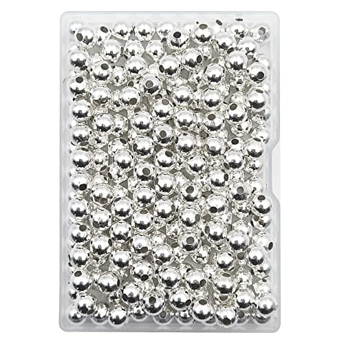 200 Pieces 8mm Silver Iron Metal Spacer Bead Round Loose Beads