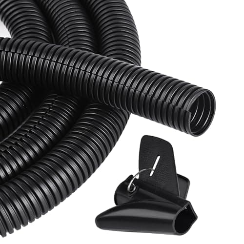 CrocSee 10ft 1 inch Flame Retardant Split Wire Loom Tubing with Installation Tool Flexible Wire Covers Cord Protectors Black