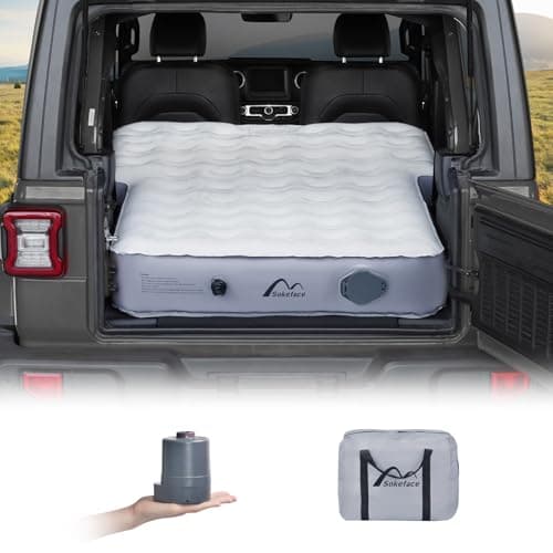Sokeface Jeep Wrangler Air Mattress Jeep Mattress with Wireless Air Pump Large SUV Air Mattress,Jeep Wrangler Bed 10inch SUV Camping Bed for JK JKU JL JLU Unlimited 4 Door