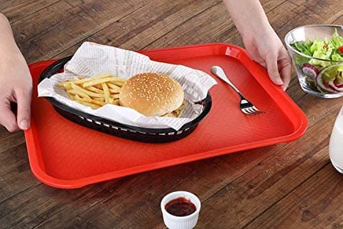 Swift International Plastic Rectangular Unbreakable Snacks Tea Water Serving Tray Red (16 X 12 Inches) 3 Pieces