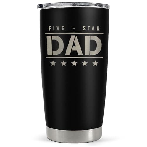 SANDJEST Five-star Dad Tumbler with Lid - Best Dad 20oz Insulated Stainless Steel Mug - Coffee Cup for Travel Sport Outdoor Activities Office, Gift for Birthday Father's Day