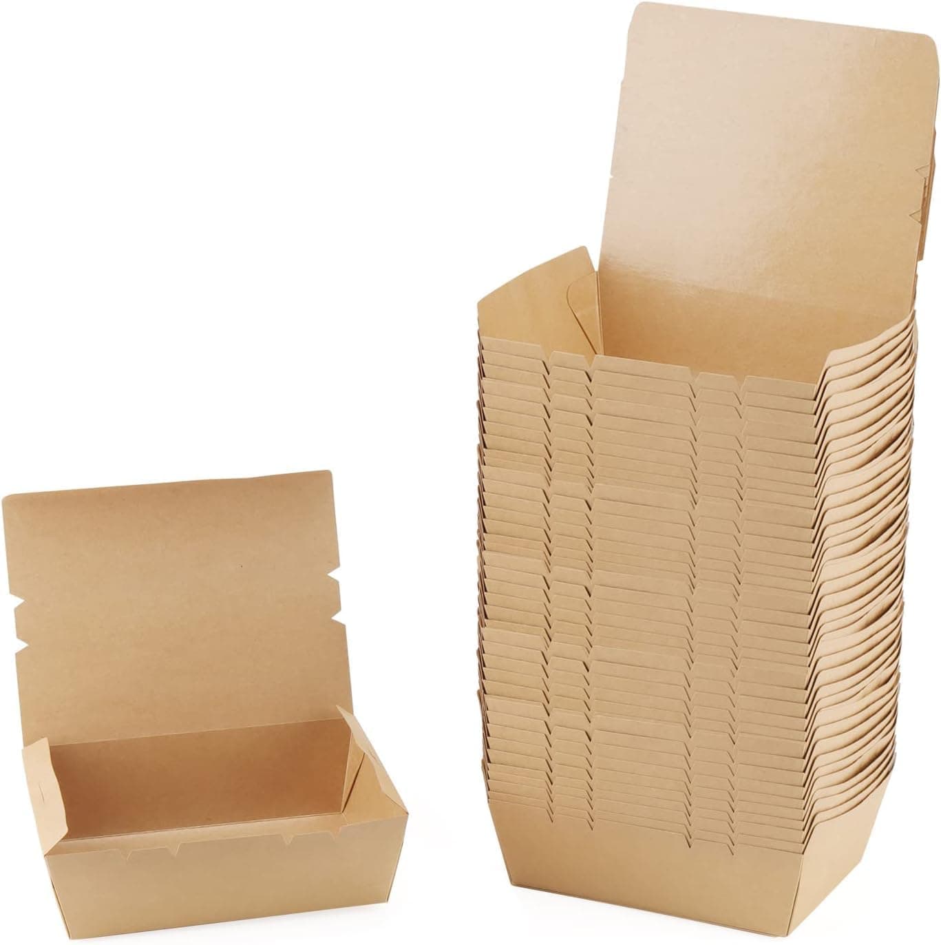 POCHEON® - 25 Pcs Disposable Kraft Paper Boxes, Paper Containers for Restaurant Food Takeaway, Storage, Party, Hotel Takeout Parcel- Reusable Biodegradable (Brown - 1000 ml)