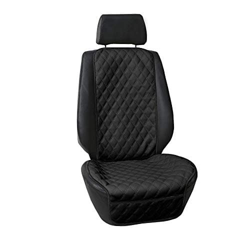 FH Group Car Seat Cushion Faux Leather Single Front Seat Cover with Front Pockets Airbag Compatible Universal Fit Car Seat Cushion for Driver or Passenger Seat SUV Truck Sedan Van Black