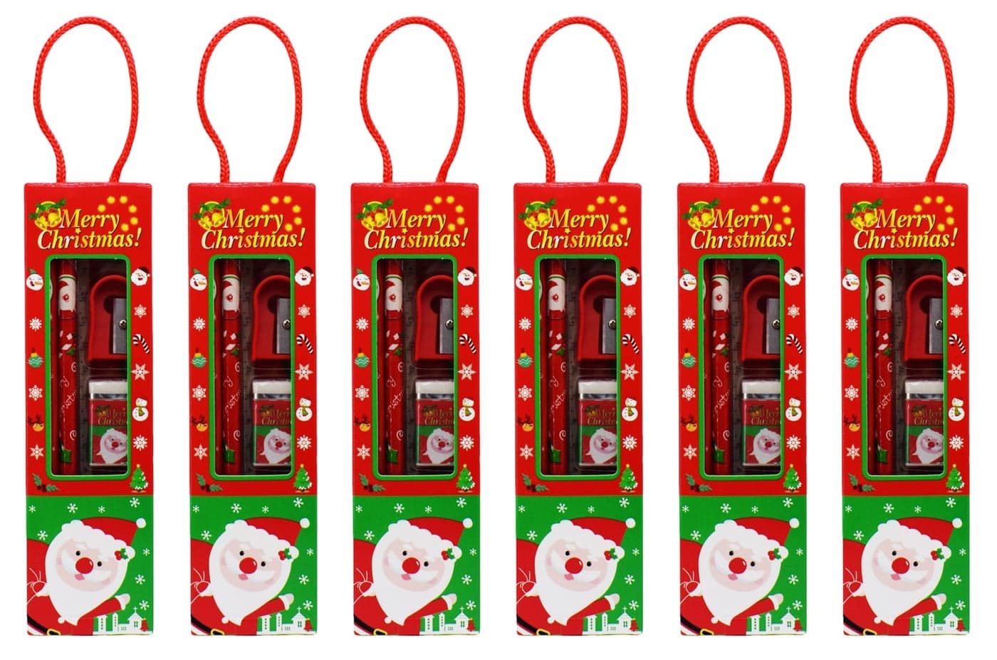 Asera Christmas X-mas theme Santa Claus Stationery Gift Pack for Kids Birthday Return Theme Party (Set of 6)