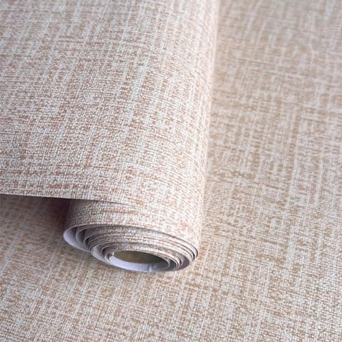 Yancorp 24x197 Textured Fabric Peel and Stick Wallpaper Faux Grasscloth SelfAdhesive Linen Removable for Cabinets Khaki