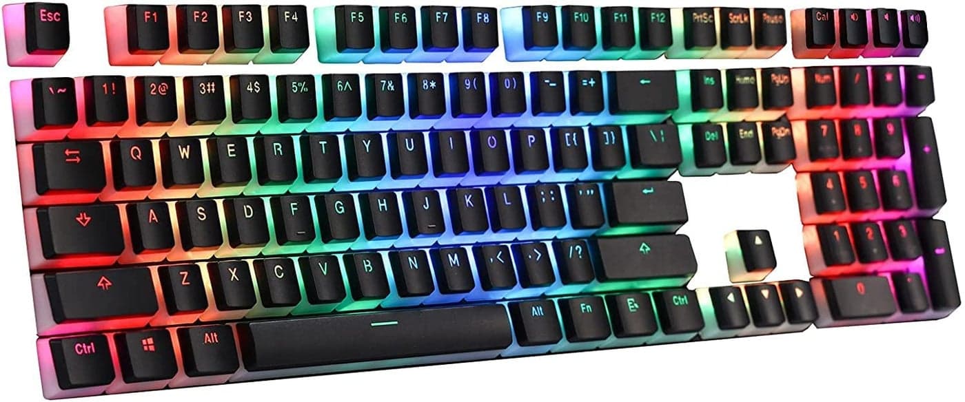 Tobo PBT Double Shot 108 Pudding Keycaps Set, Translucent OEM Profile for ANSI US Layout 61/87 TKL/104/108-Keys Mechanical Keyboard, with Keycap Puller - (Only Keycaps), Black-(TD-608KM)