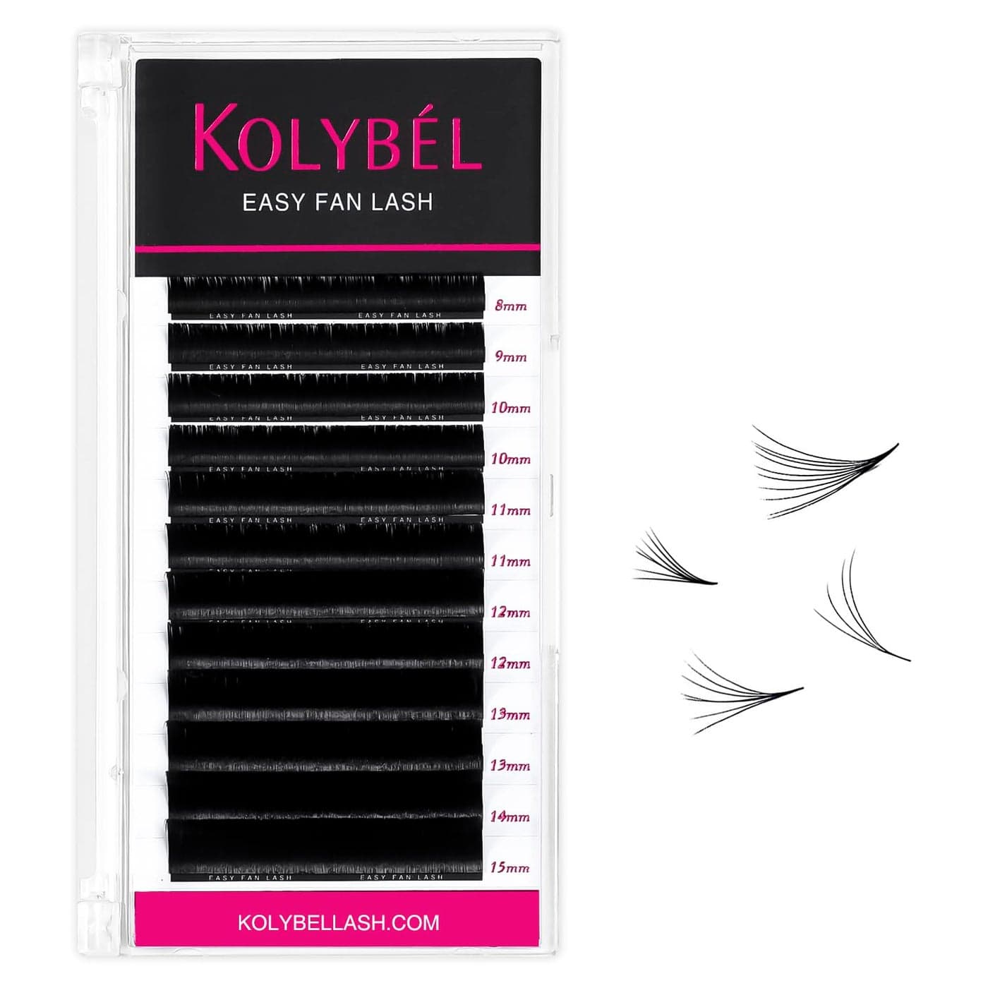 KOLYBEL Eyelash Extensions Easy Fan Lashes 005 Thickness D Curl 13mm Single Length Auto Blooming Lash Extension Volume Lashes Lasting Self Fanning Lashes005D13mm