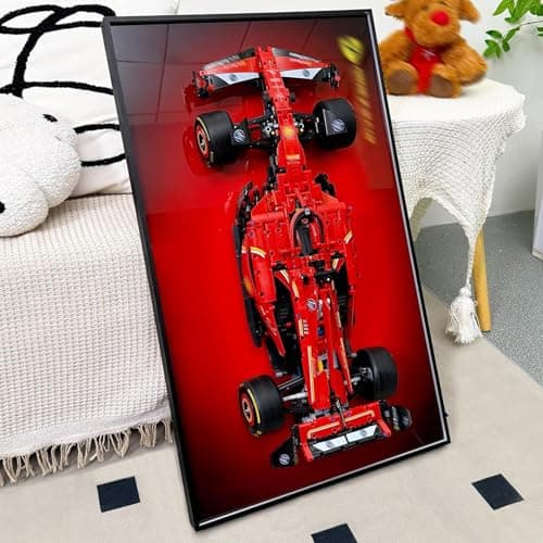 iCUANUTY Display Wallboard Compatible with Lego Technic Ferrari SF24 F1 42207 Model Car Kit for Adults Collectibles Compatible with Lego Car Wall MountHome or Office DcorNo Car Included