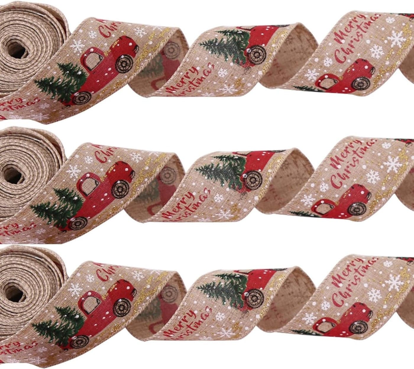 Partunay 3 Pcs Roll W 25 L 9 Ft each Christmas Printed Ribbons Xmas Home Decor Gift Wrapping Bow Making Wreath DIY Christmas Craft Xmas Christmas Tree Decoration Ribbon OrnamentsCrafts Christmas Gift wrapping