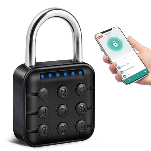 Auntyfey Smart Combination Lock for Locker Digital Padlock for Gym Locker Lock with APP 6 Digit Combination Lock Waterproof Outdoor Gate Lock Padlock for School Gym Fence Travel