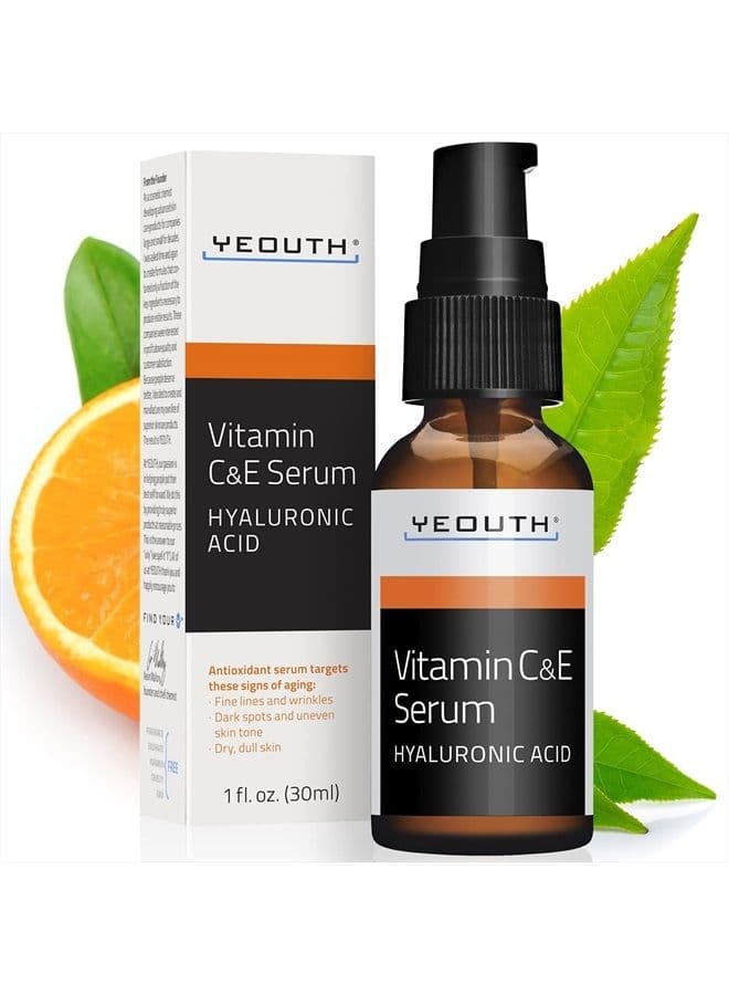 Vitamin C Face Serum, Anti Aging Serum, Vitamin C Serum for Face with Hyaluronic Acid, Vitamin C Serum for Face Dark Spots & Wrinkles, Face Serum for Women & Men, Vitamin C for Face by YEOUTH