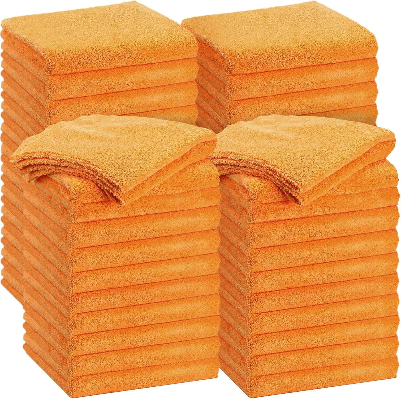 Shimeyao 30 Pcs Edgeless Microfiber Plush Towels for Cars - 500 GSM, 16 x 16 Inch (Orange)