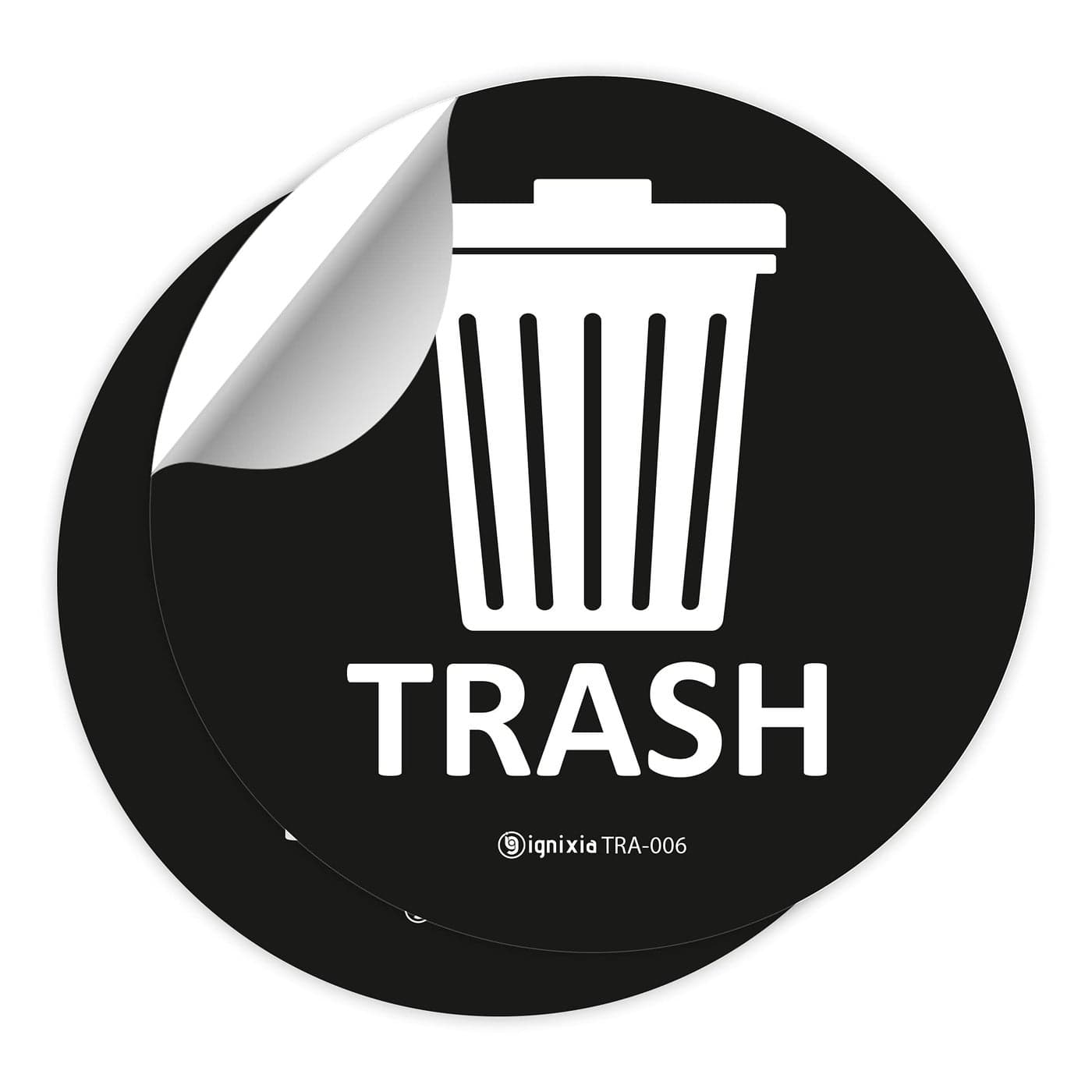 IGNIXIA Recycle Stickers for Bins 6x6 Inches Large Pack of 2 Waterproof UV Protected Decals for Indoor Outdoor Trash Cans Black