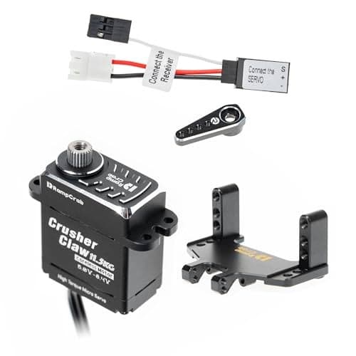 RampCrab Steering Servo 11.5KG for SCX24 AX24(Steel Gear, Water Proof), Come with Servo Mount & Servo Horn for RC Crawler Car Model Upgrades Parts, Axial AX24, SCX24 Upgrade Parts (Black Horn)