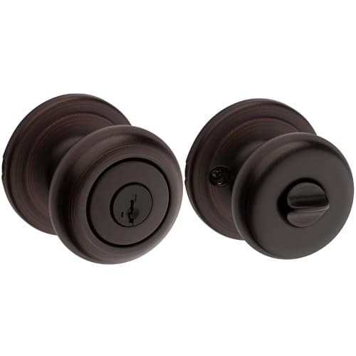 Kwikset Juno Entry Door Knob with Lock and Key, Secure Keyed Handle Exterior, Front Entrance and Bedroom, Venetian Bronze, Pick Resistant SmartKey Rekey Security and Microban