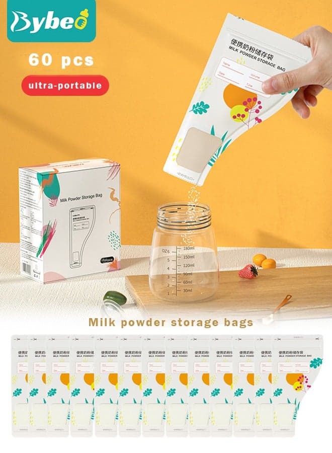 60Pcs Baby Milk Powder Dispensers, Portable Babies Feeding Milk-Powder Storage Bags, Disposable Food Leakproof Pouches, Formula Containers for Travel, Feeding-Milk Sealed for Newborn Parents Family