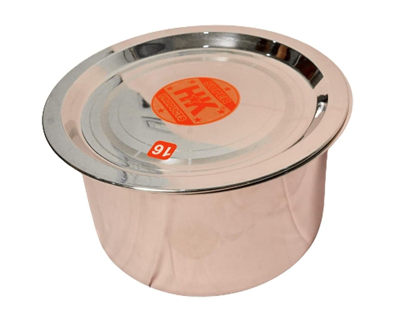 Super HK Patila/Bhagona/Tapeli Stainless Steel Flat Bottom with LID (1 Litre)