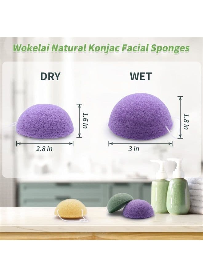 Konjac Facial Sponges for Cleansing Exfoliating - Konjac Face Sponge for washing Face Body, Organic Natural Cleaning Puff Buff Scrubber for Shower Bath SPA for Babys Men Women