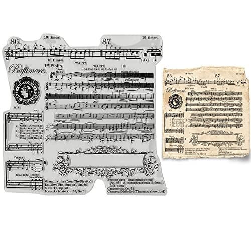 Threetols Music Note Clear Stamps for Card Making Flower Frame Clear Rubber Stamps Music Song Words Stamps for Holiday Card Making Decor DIY Scrapbooking Transparent Album Decor Paper Craft