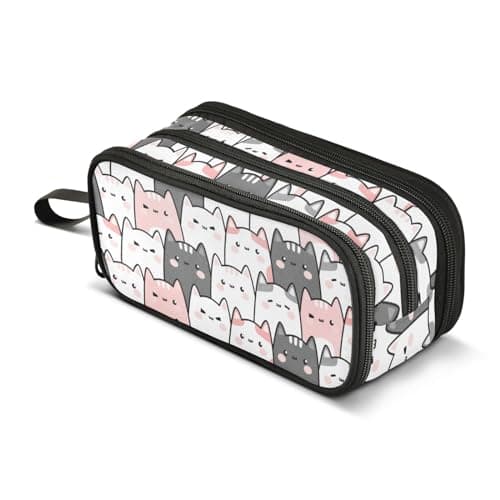 BOENLE Cute Cats Kittens Pencil Case Box Boys Girls Large Pencil Pouch with Zipper Compartments Big Capacity Stationery Pen Bag Organizer for Kids Teens Adults School Office