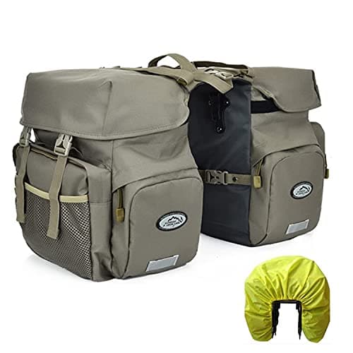 ZTZ 50L Panniers Bike Bags, Waterproof Bike Panniers Made of High-Density 600D Polyester for Durable Use, Bike Saddle Bag come with Reflective Trim and Rain Cover, Easy Organize in 7 inch Rack(Gray)