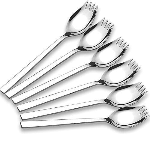 WEKTUNAA 6-pack Stainless Steel Sporks for Everyday Use, Back to school lunch supplies Camping Hiking Heavy Duty Flatware set,7.6-inch (M)