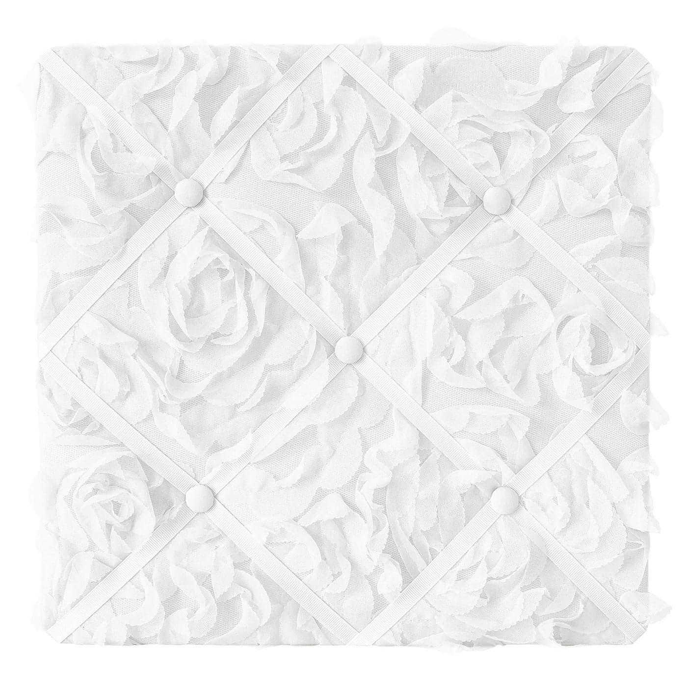 Sweet Jojo Designs White Floral Rose Fabric Memory Memo Photo Bulletin Board Solid Flower Luxurious Elegant Princess Vintage Boho Shabby Chic Luxury Glam High End Roses