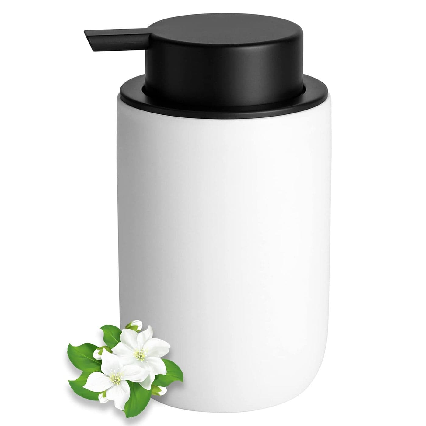 Hand Soap Dispenser for Bathroom Decro Ceramic Liquid Pump Bottles Refillable Dish Dispenser for Kitchen Farmhouse Colleage Dorm Matte White