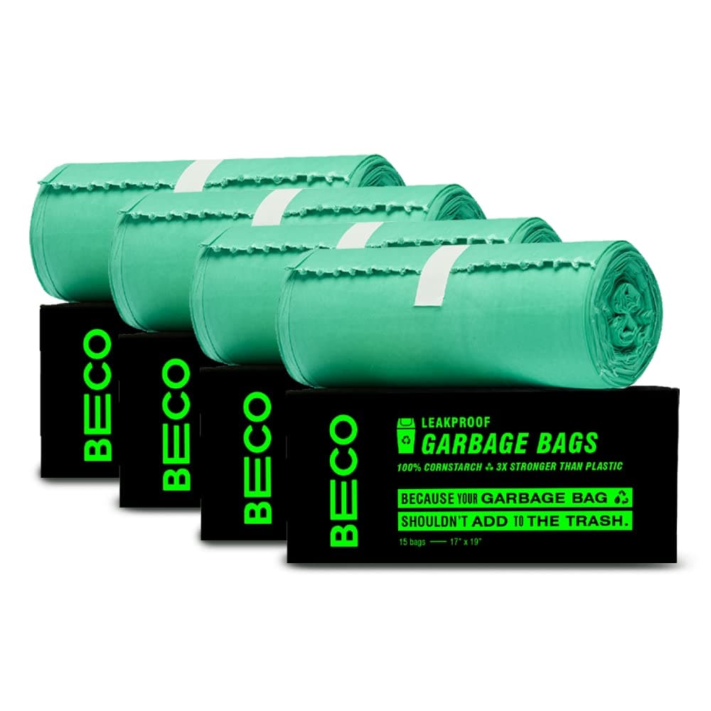 Beco Eco Friendly Compostable Garbage Bags for Dustbin 60 Pcs Small 17 X 19 Inches Pack of 4
