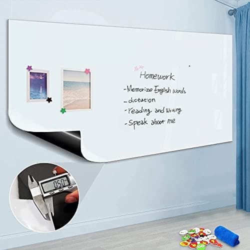 WALLMATE Whiteboard Wall Sticker Self-Adhesive Whiteboard Contact Paper for Office Removable Kids Room Home Wall Decor (White, 24x120 in)