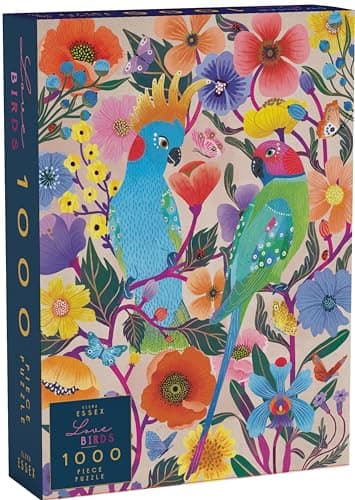 Elena Essex Puzzles for Adults 1000 Pieces Lovebirds Jigsaw Puzzles 1000 Piece Puzzle for Adults Colorful Art Butterflies and Birds Puzzle 20x28inches