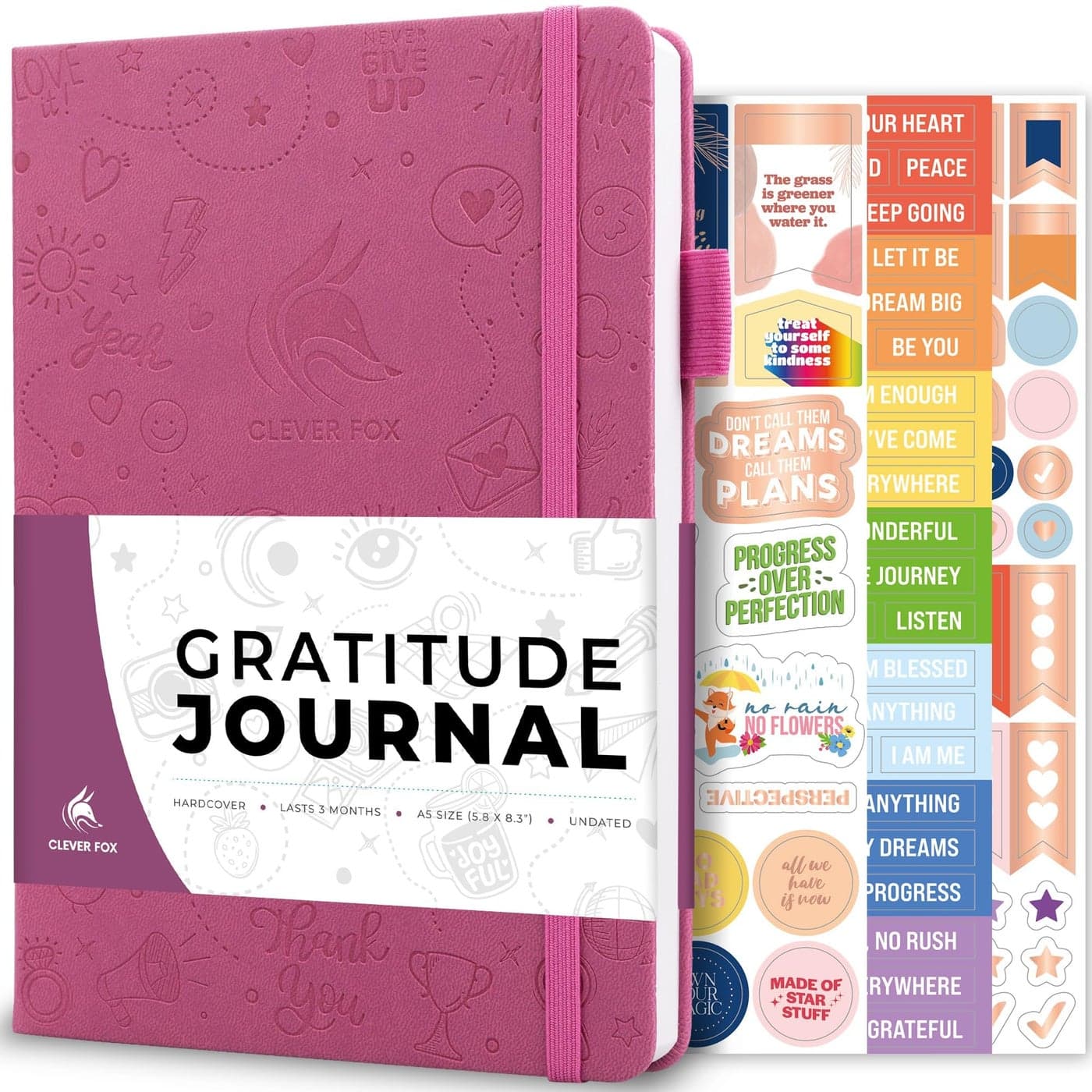 Clever Fox Gratitude Journal Happiness Positivity Affirmation Daily Journal Inspirational Daily Notebook 3 Months A5 Violet Blossom