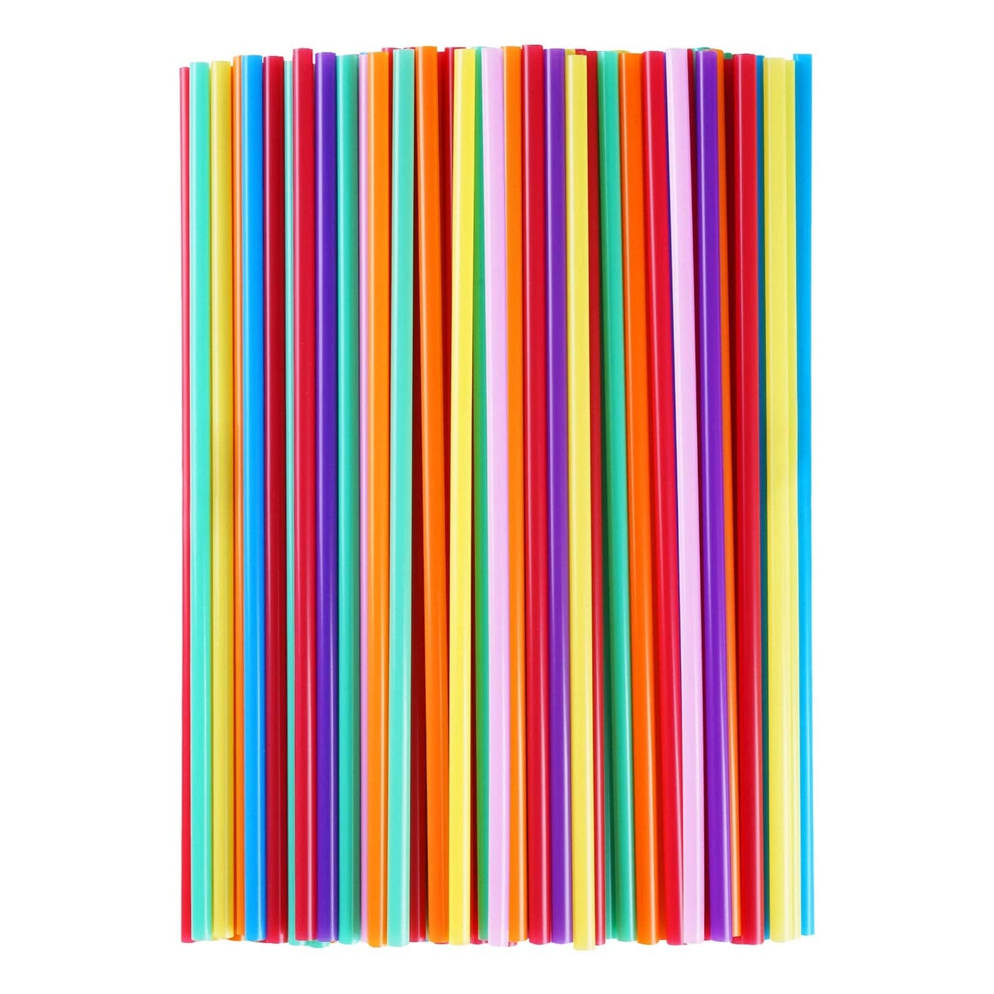 100 Pcs Colorful Plastic Long Disposable Drinking Straws 023diameter and 102long