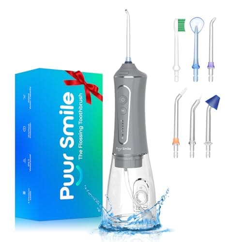 Professional Water Flosser - Advanced Dental Care for a Healthier Mouth, Gum, and Teeth - IPX7 Waterproof Oral Irrigator | 7 Replacement Tips, Travel-Friendly, Rechargeable - Oral Hygiene (Grey)