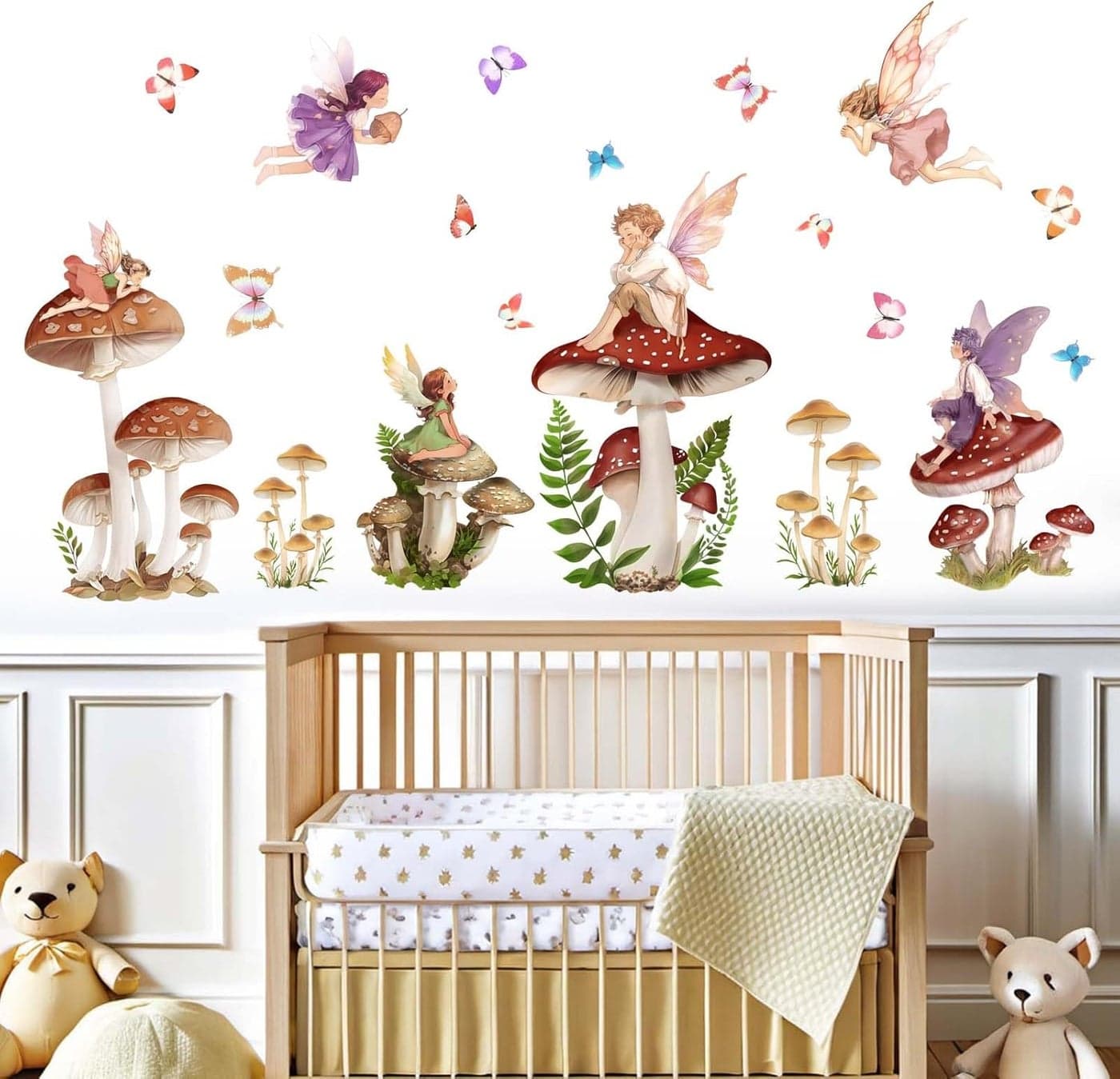 Mushroom Fairy Wall Stickers for Girls Peel and Stick Woodland Forest Butterfly Wall Decals Wall Art Decor Kids Supplies Ages 1 2 3 4 5 6 7 8 9 10 11 12 Year
