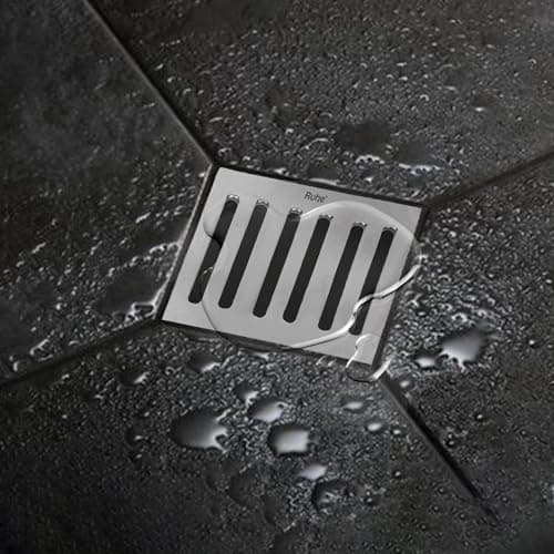 Ruhe® Long Grating Floor Drainer | Stainless Steel Long Grating Floor Drain | (8 x 8 inches) | (Pack of 1)