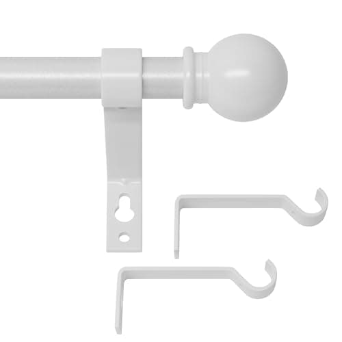 White Curtain Rods for Windows 66 to 120, Adjustable Long Drape Rod for Outdoor Patio, Sliding Glass Door, Heavy Duty 5/8 Diameter Drapery Rod Set, 10 ft Metal Curtain Pole, Easy Install - White