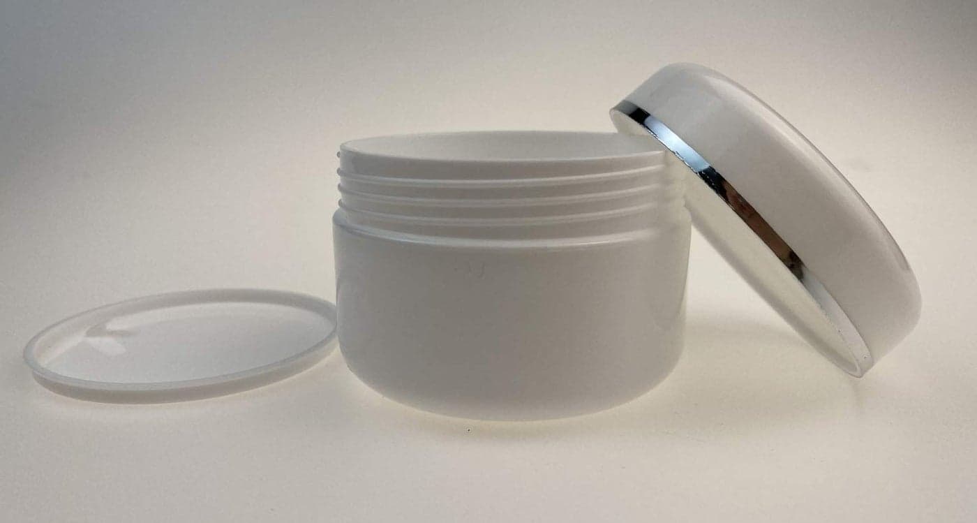 6PCS White Plastic Creams Jar with Inner Liners and Lid Empty Refillable Cosmetic Face Lotions Ointments Bottles Containers Lip Balm Storage Scrub Lotions Dispenser Jars Pots(50ML/1.69OZ)
