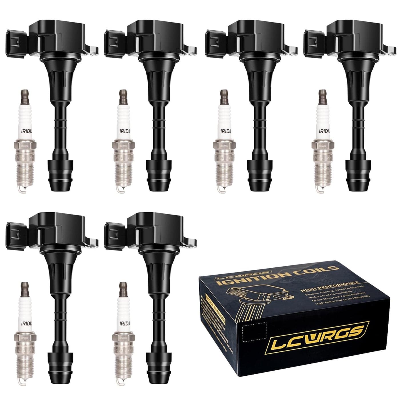 Set of 6 Ignition Coil Pack and Spark Plugs Fits for Nissan Murano Maxima Altima Quest Xterra Pathfinder Frontier 2002 2003 2004 2005 2006 2007 2008 Spark Plugs Coils 35 V6 Replaces UF349 C1406