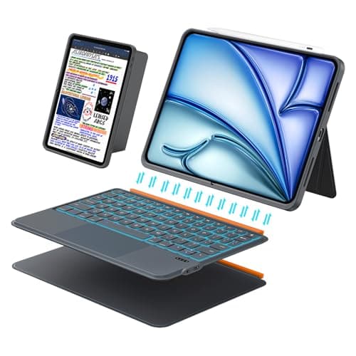iPad Air 11 inch Case with Keyboard (M4/M3/M2, 2026/2025/2024), Pro 11, iPad A16 11th/10th, Magnetic Detachable Keyboard, Trackpad, Backlit, Adjustable Stand, Slim for Air 5th/4th Gen 10.9 inch (Gray)
