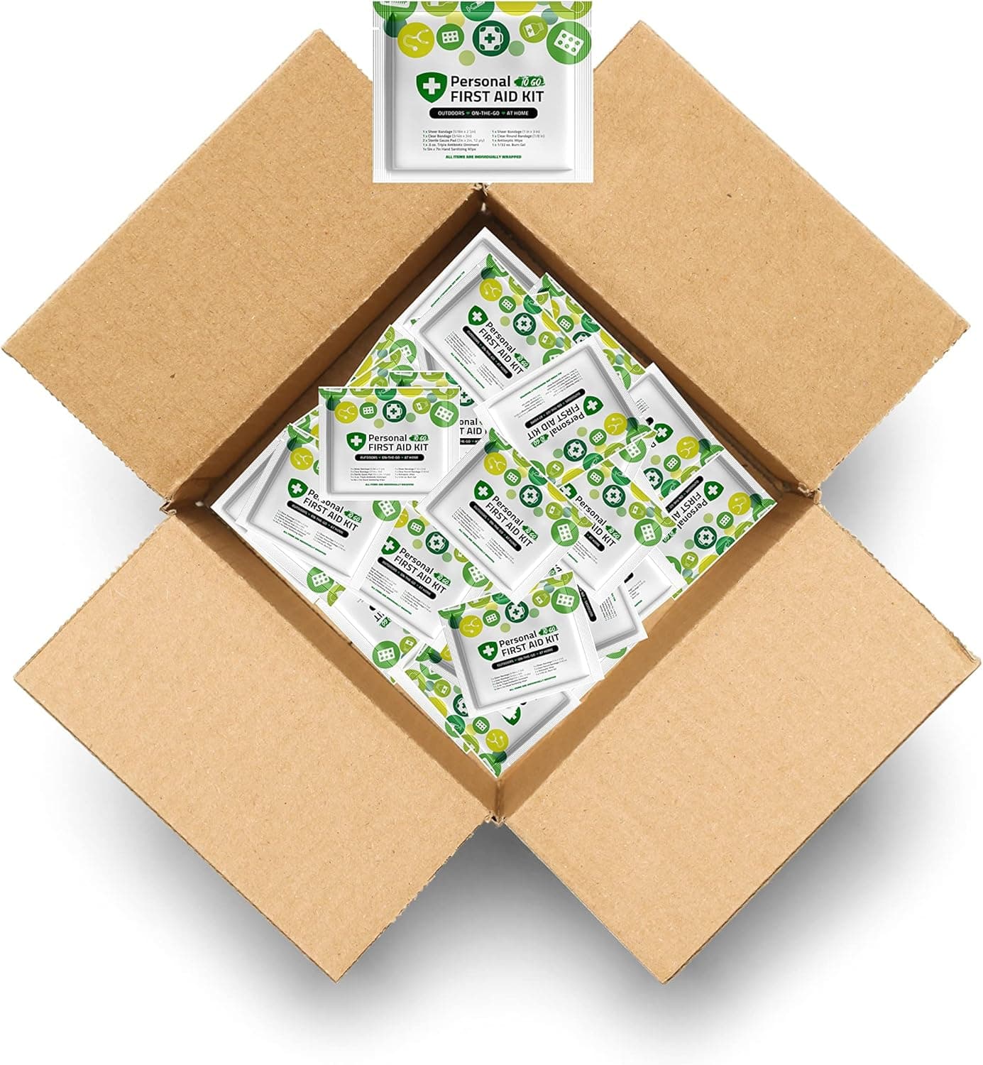 Portable Travel Size First Aid Kit 60 Pack Case Perfect for Home Office Car School Business Travel Hiking Hunting and Outdoors Individually Wrapped First Aid Products Green
