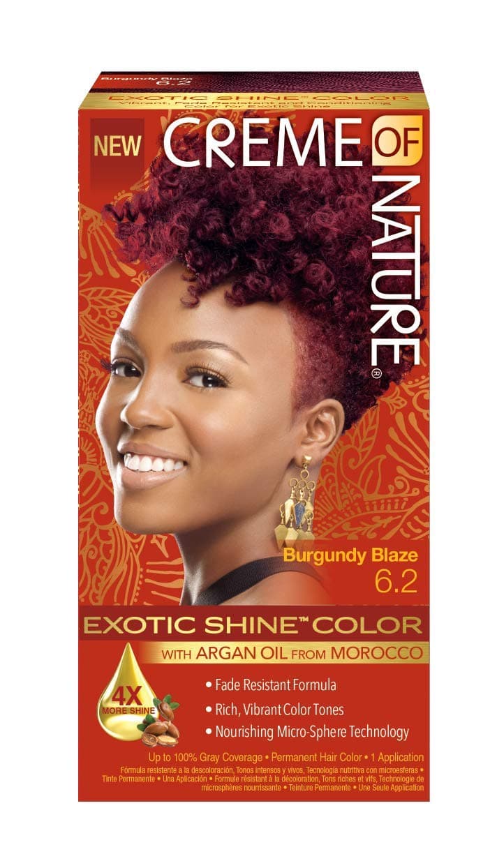 Exotic Shine Hair Color by Creme of Nature 62 Burgundy Blaze with Argan Oil from Morocco 1 Application