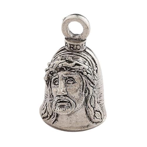 Guardian Bell Crown of Thorns Religious Good Luck Bell w/Keyring & Black Velvet Gift Bag | Motorcycle Bell | Lead-Free Pewter | Made in USA