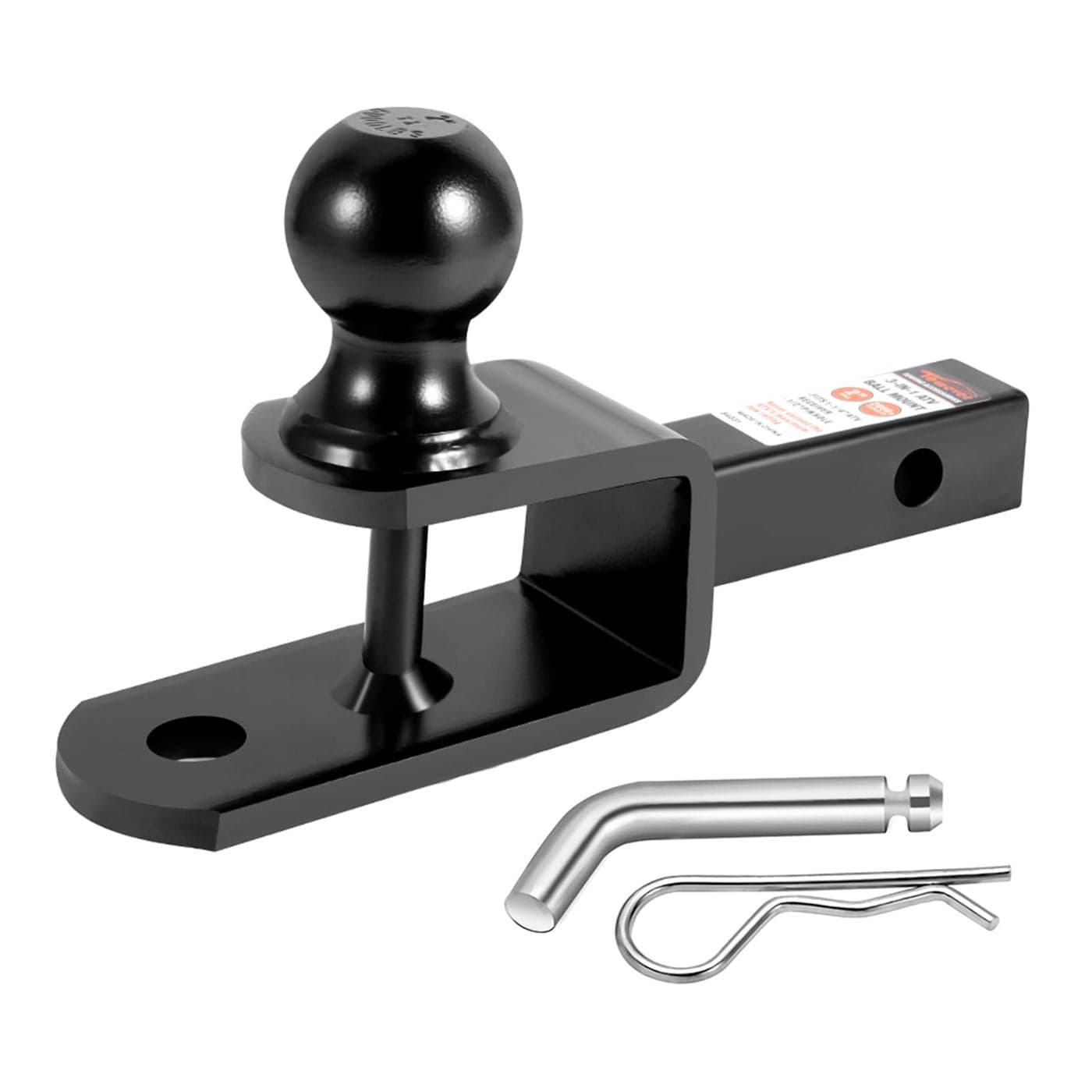 Towever 84031 Towever ATV Hitch Ball Mount 2 inch Ball with 114 inch Solid Shank with 12 inch Pin Clip Rated 2000 lbs