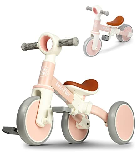 LOLFUN Baby Balance Bike for 1 2 Year Old Boys Girls Gift 4 in 1 Kids Tricycle for Toddlers 13 with Easy Assembly Removable Pedal