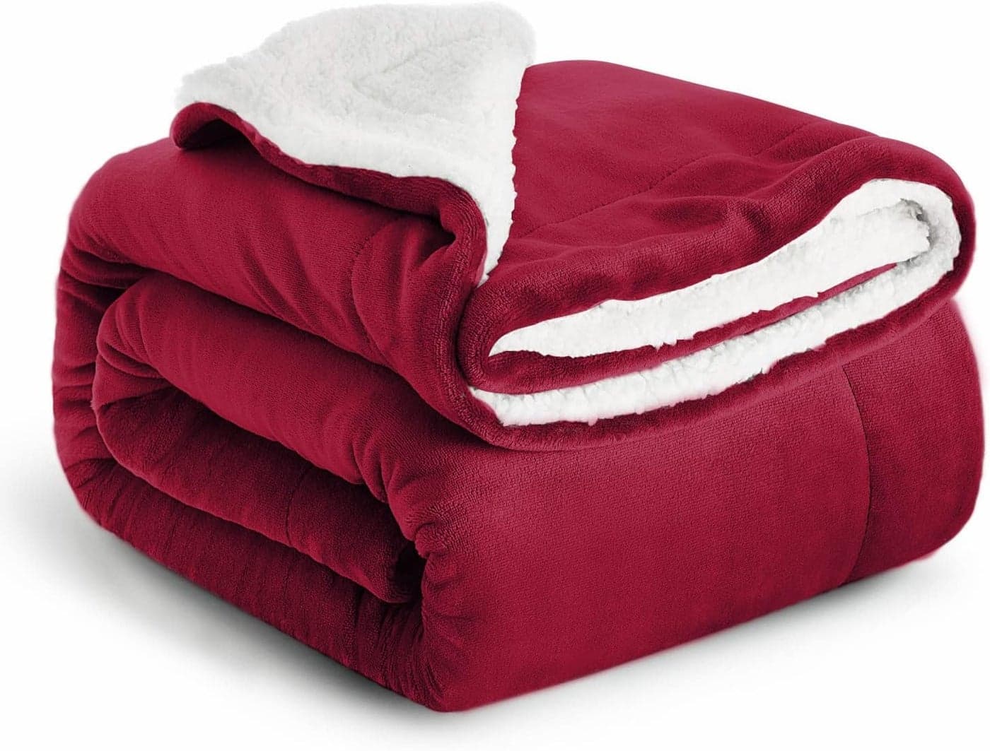 IR Imperial Rooms Sherpa Fleece Blanket Bed Throws Blankets For Sofas Soft Fluffy Thick Blanket Reversible Microfiber Throw Burgundy King 200 x 240 Cm