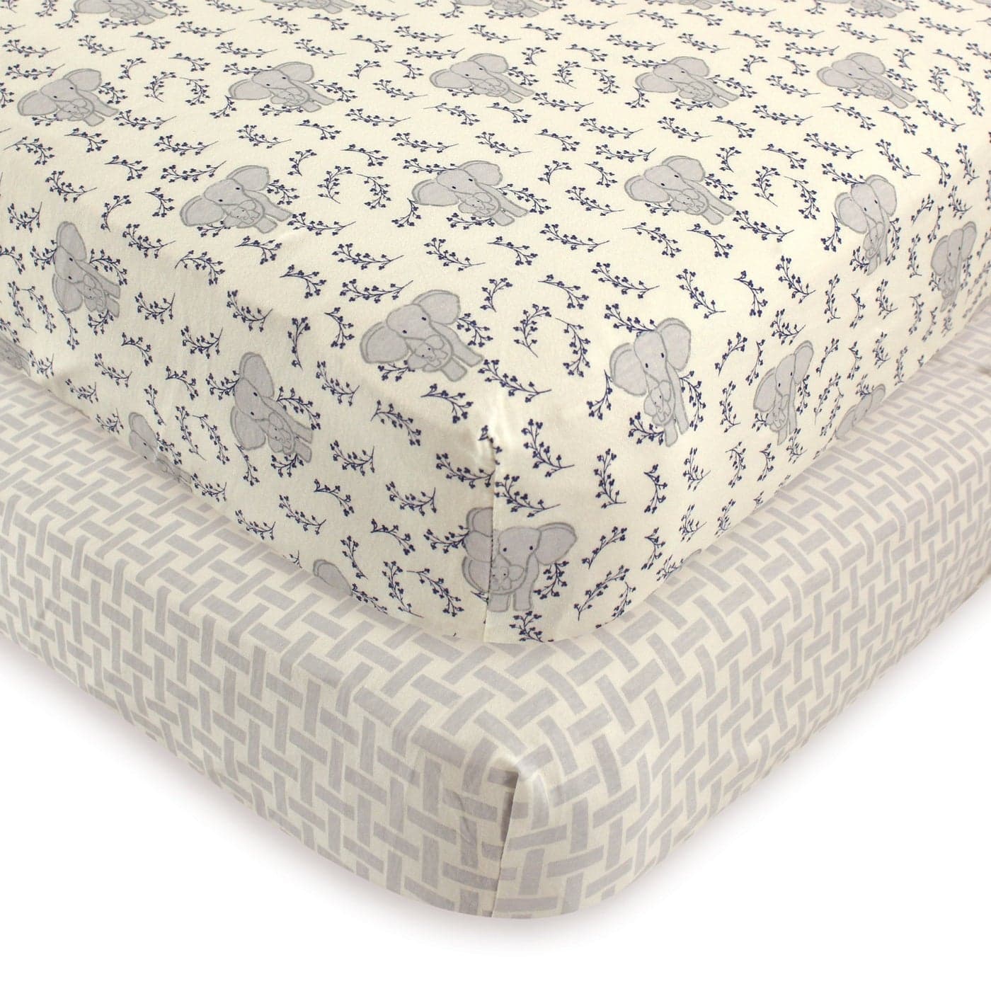 Touched by Nature Unisex Baby and Toddler Organic Cotton Crib Sheet Blue Elephant One Size